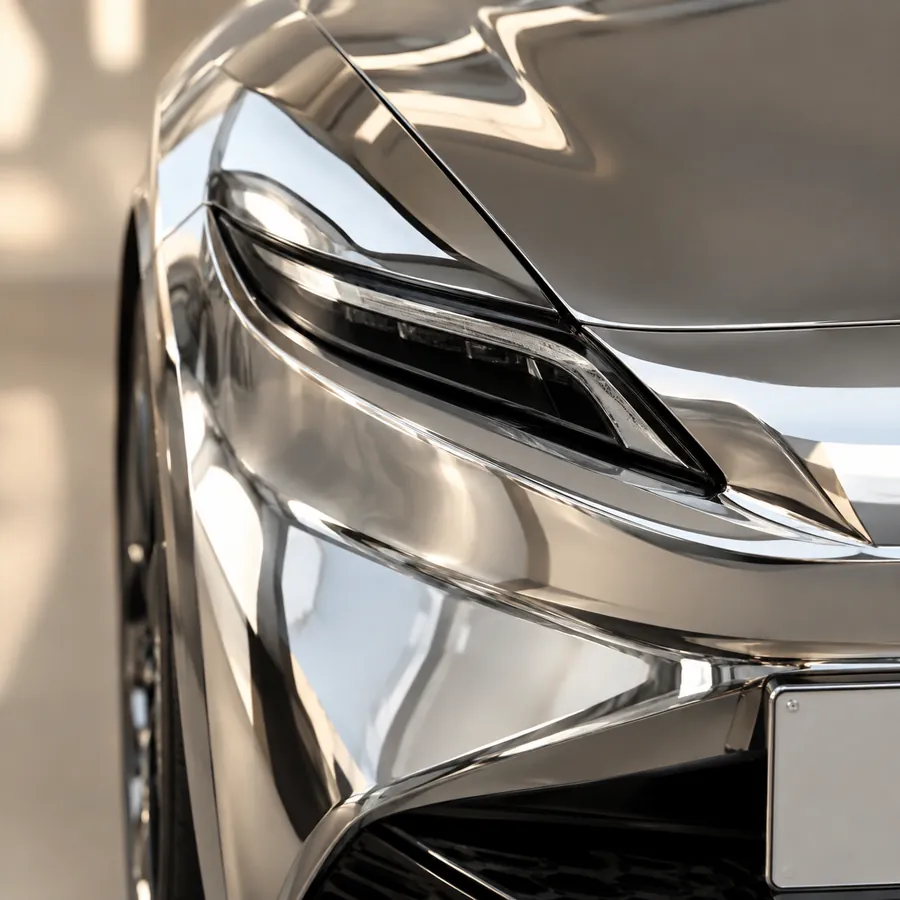 Macro photo of chrome wrap film