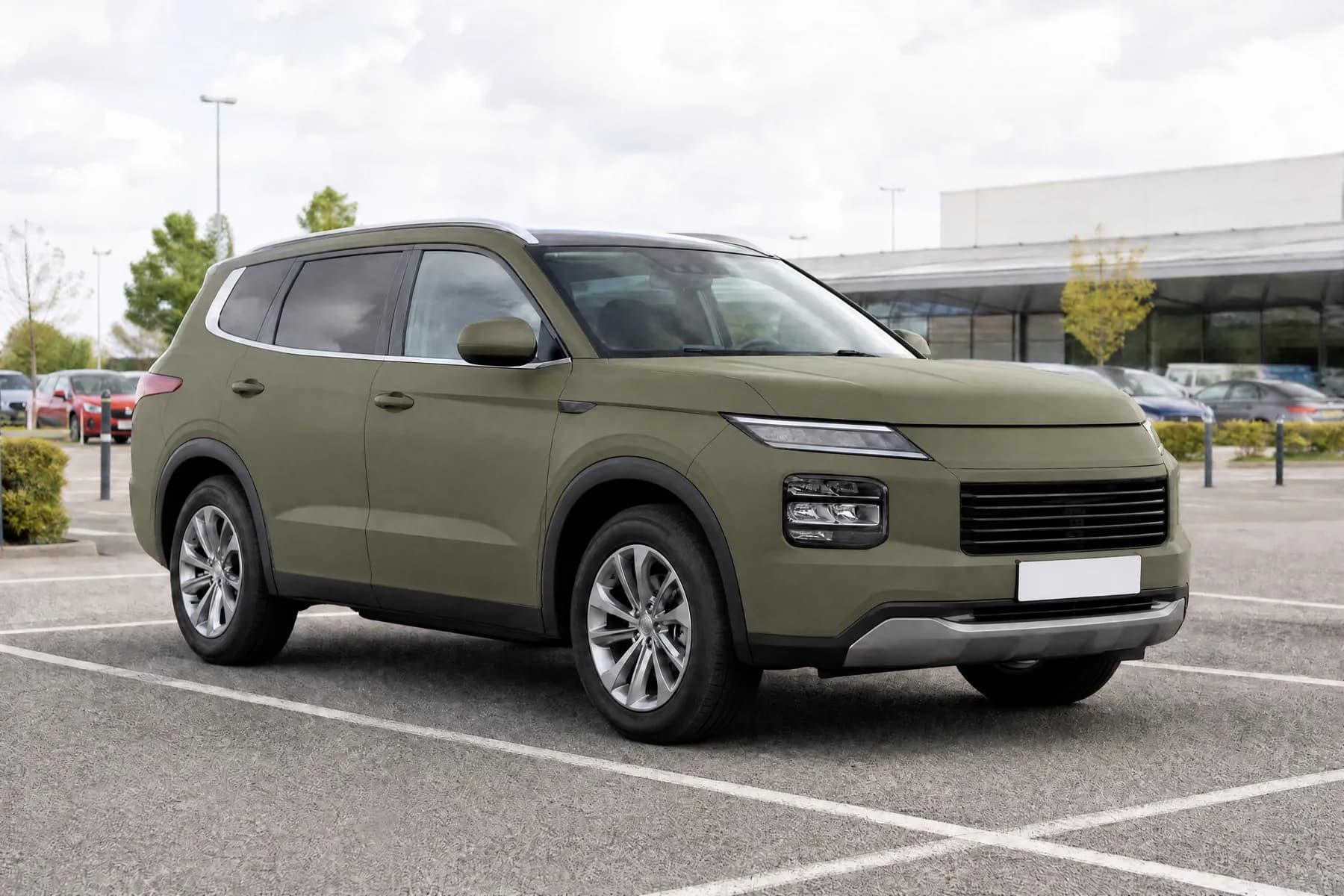 AI preview of the family suv in Matte Olive Drab