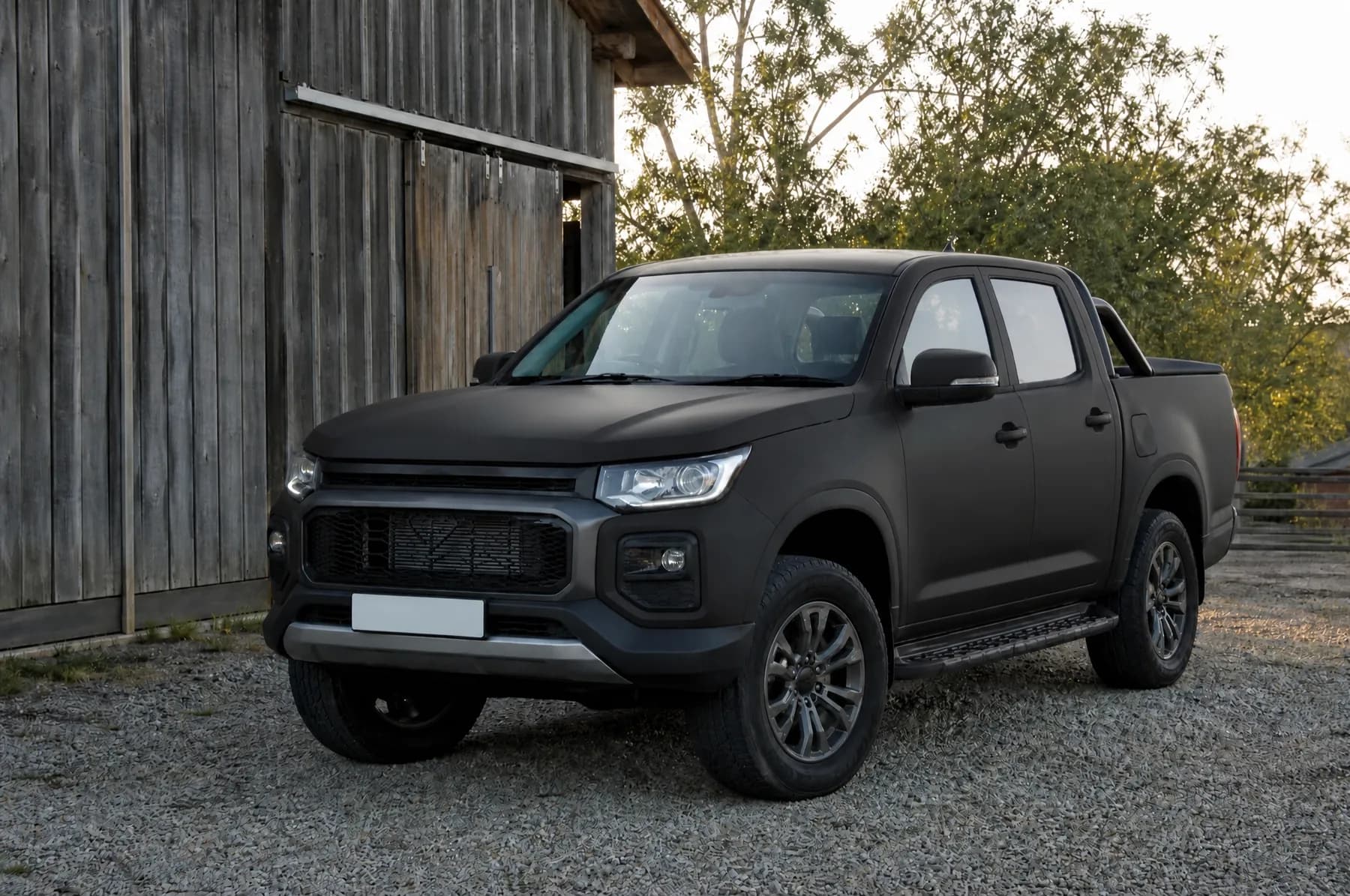 AI preview of the double-cab pickup in Matte Jet Black