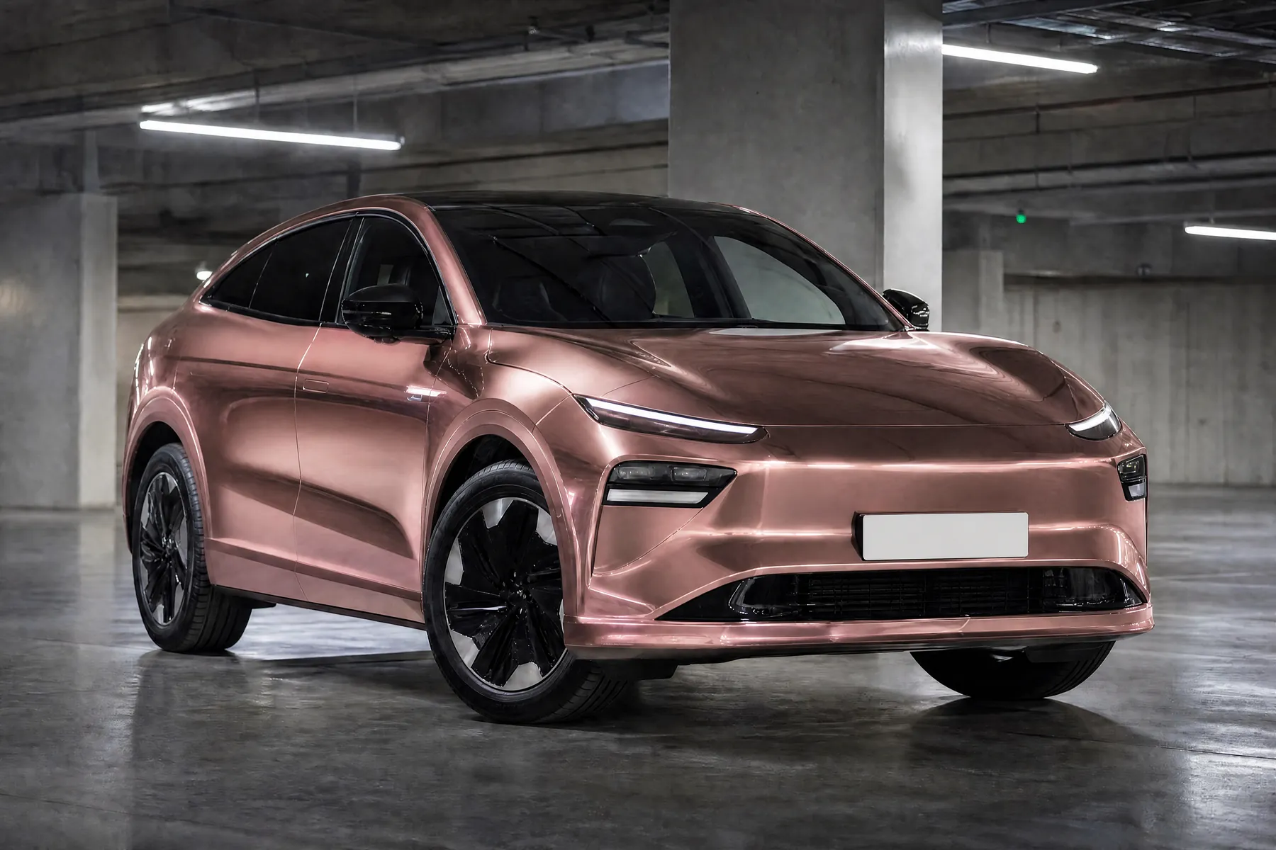 AI preview of the electric crossover in Chrome Rose Gold
